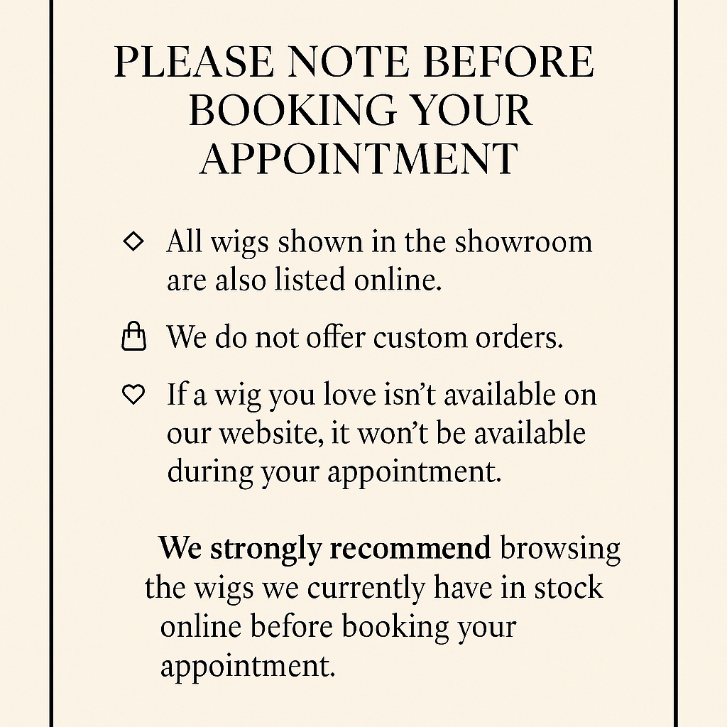 In Person Wig Consultation Service - At our showroom